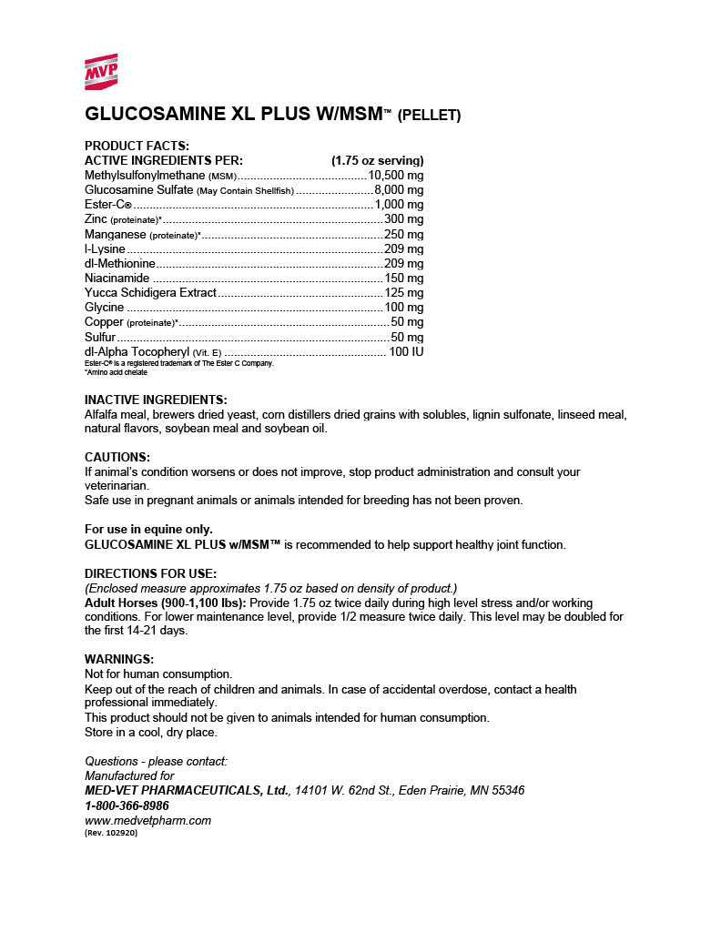 Glucosamine XL (Plus) w/MSM (Pellets)