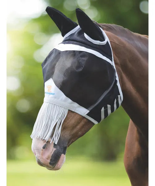 Shires Fine Mesh Fly Mask with Ears and Fringe